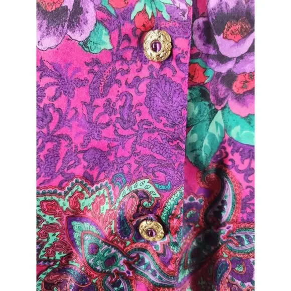 Victoria's Secret Nightgown Women's M/L Floral Satin Sleep Shirt Gold Label VTG - Picture 5 of 9